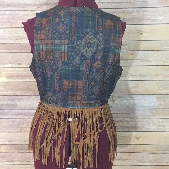 Boho fringe vest | Tan | size Medium | Aztec | - Picture 2 of 8